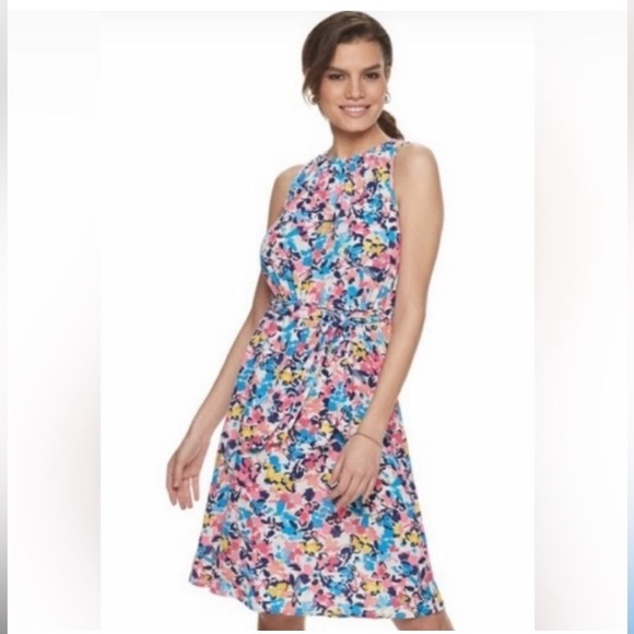 Juicy Couture Cinched Halter Floral Sleeveless Belted Midi Dress sz XS - Picture 1 of 14